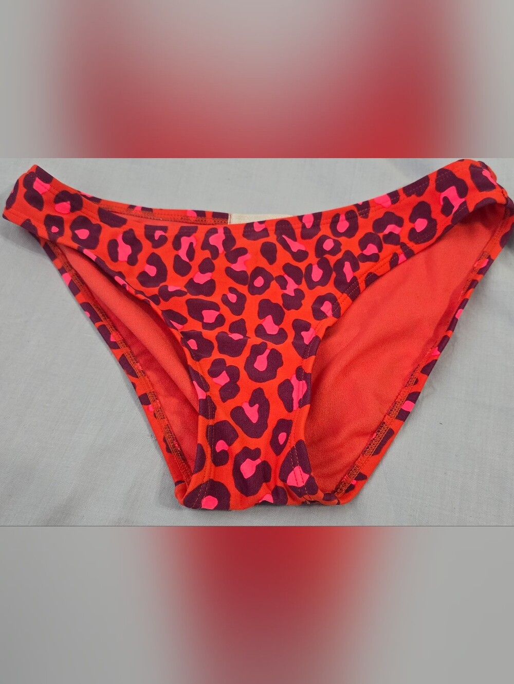Women's Red & Pink Leopard Bikini Bottom